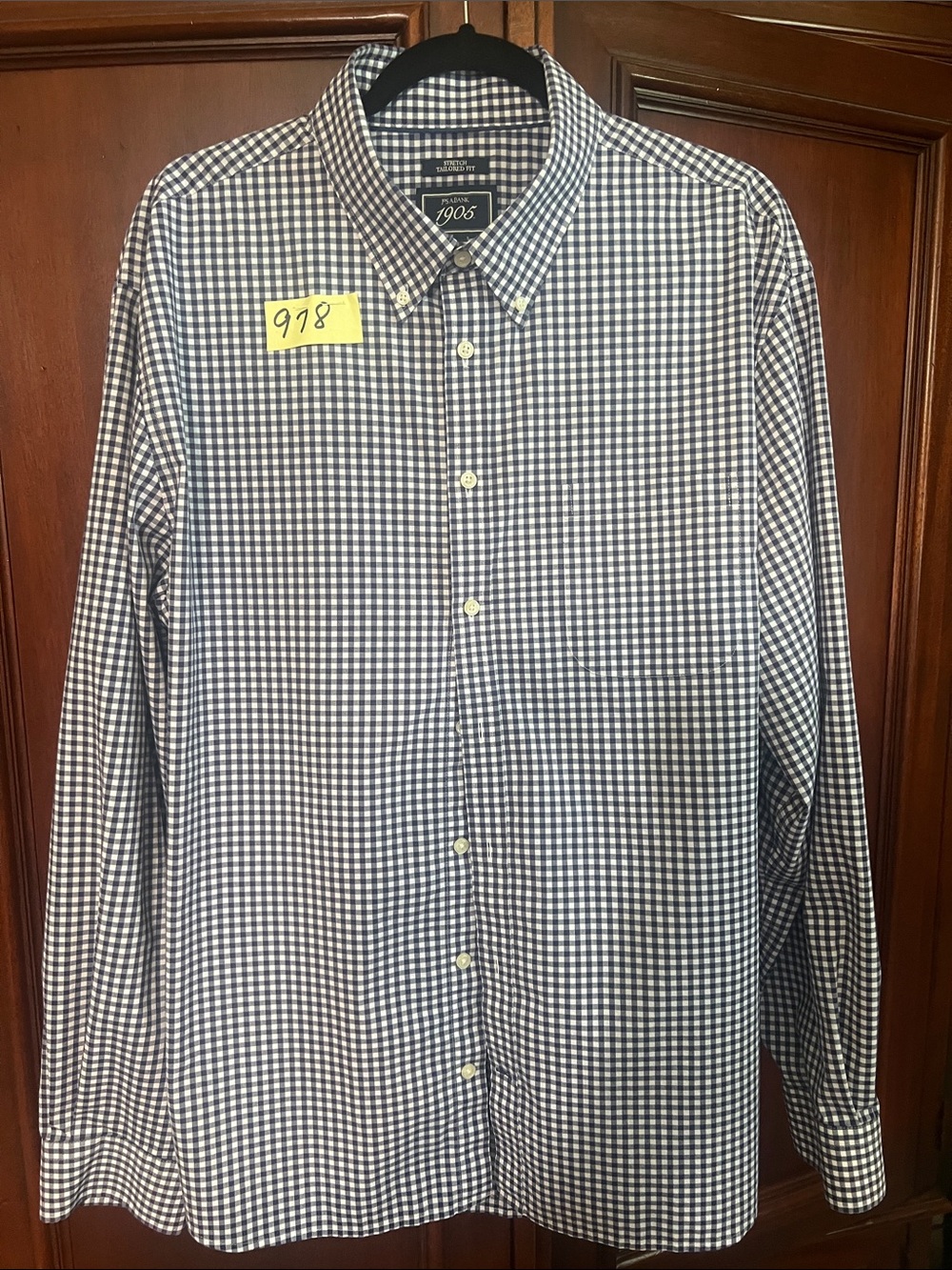 JoS A Banks 1905 Navy and White Gingham Button-Down Shirt Size XXL